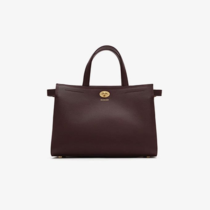 burberry medium cotswolds grained leather check panel tote bag